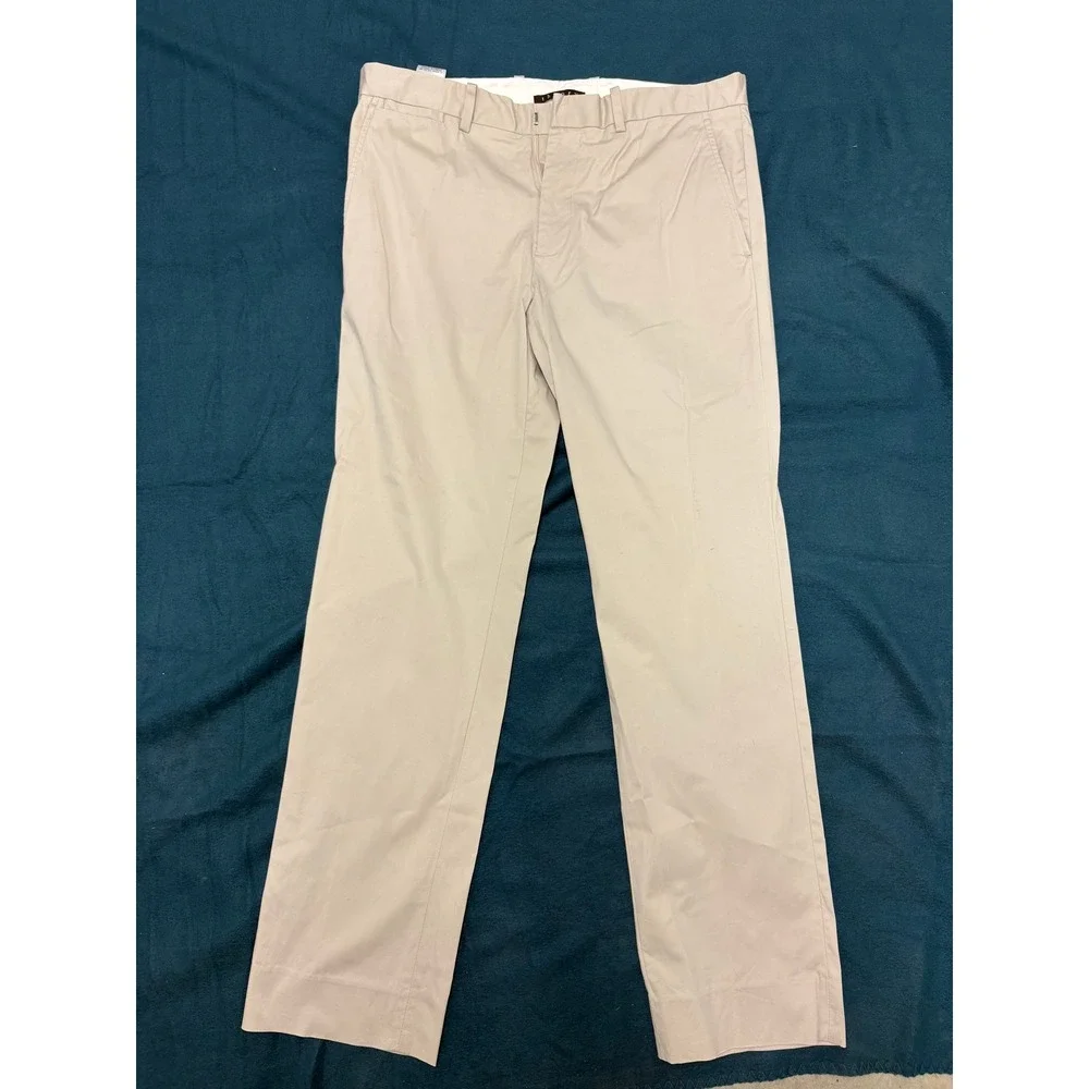 Theory Mens Beige Khaki Chino Pants Slim Straight Cotton Blend Size 33